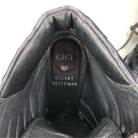 Stuart Weitzman & Gigi Hadid Collab Black Leather Lace Up Ankle Boot Size 7.5 - Picture 7 of 13
